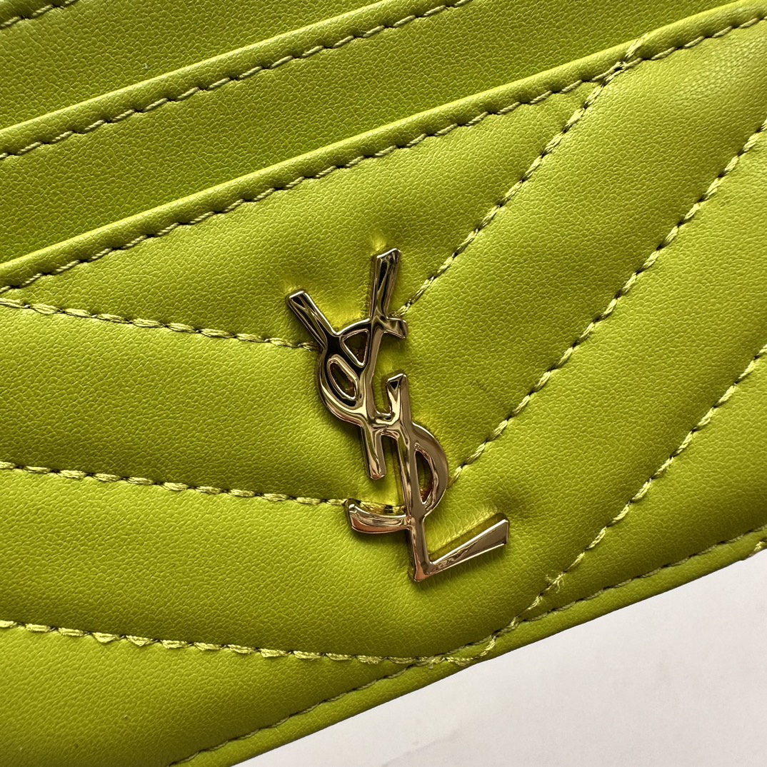 Lady Designer CASSANDRE MATELASSÉ card case in lambskin -Green Wallet - Gorchic - $35.99