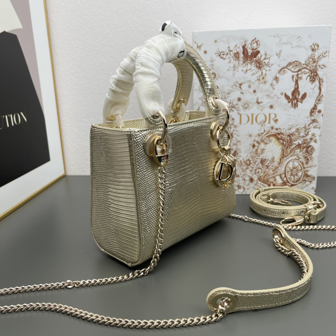 D Inspired lady bag 17cm lizard bag-Gold - Bag - Gorchic - $158.99