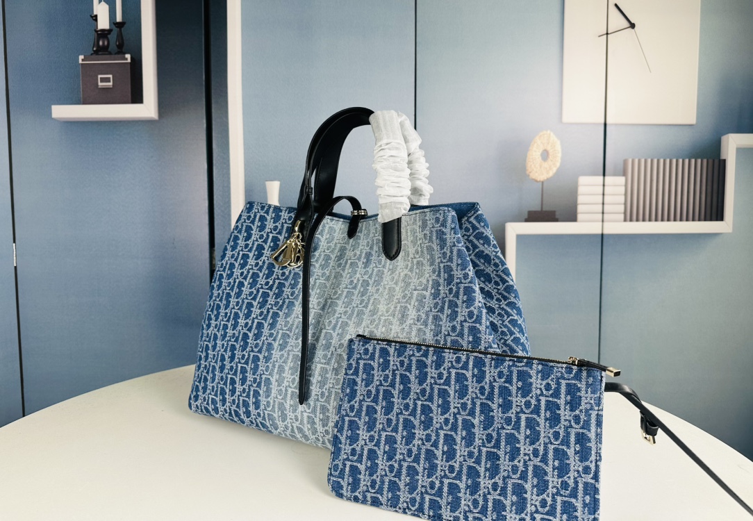D Inspired Toujours Bag - Blue Denim D Inspired Oblique Jacquard - Gorchic - $136.99