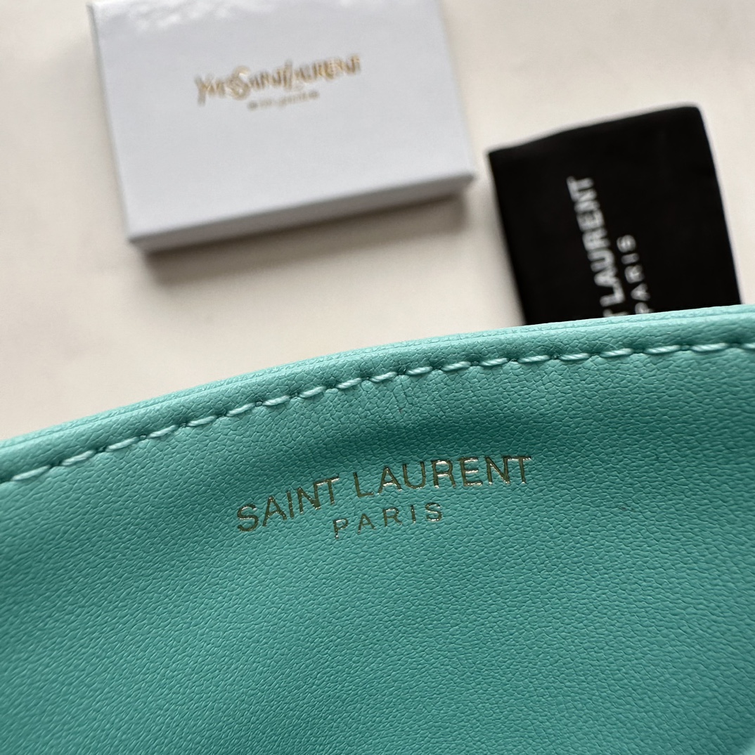 Lady Designer CASSANDRE MATELASSÉ card case in lambskin -Blue Wallet - Gorchic - $35.99