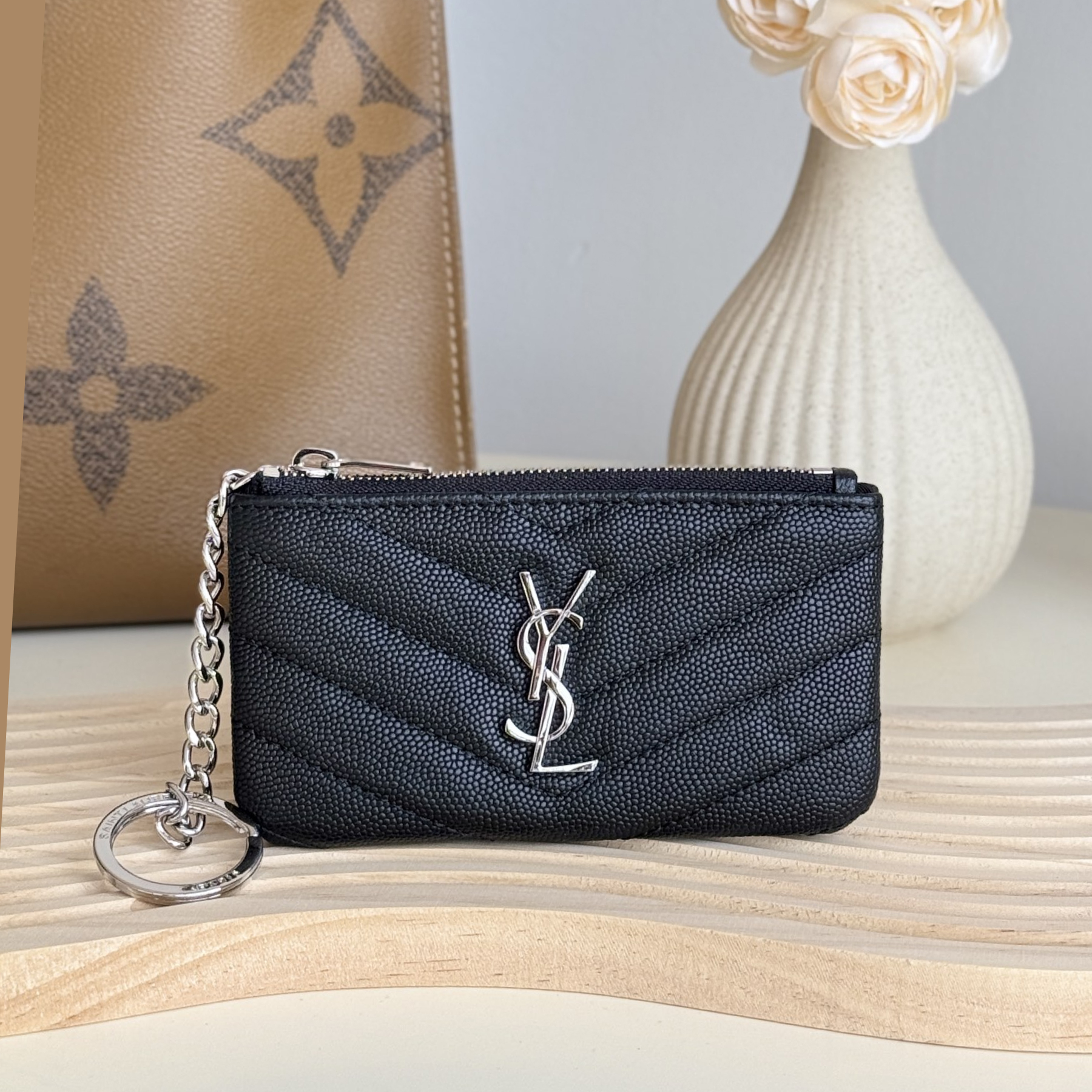 Lady Designer Ball-Patterned Cowhide Wallet -Black Sliver Wallet - Gorchic - $55.99