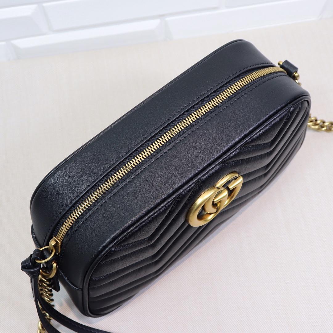 Double-G Calfskin Matelasse GG Marmont Chain Shoulder Bag Black - Bag - Gorchic - $117.99