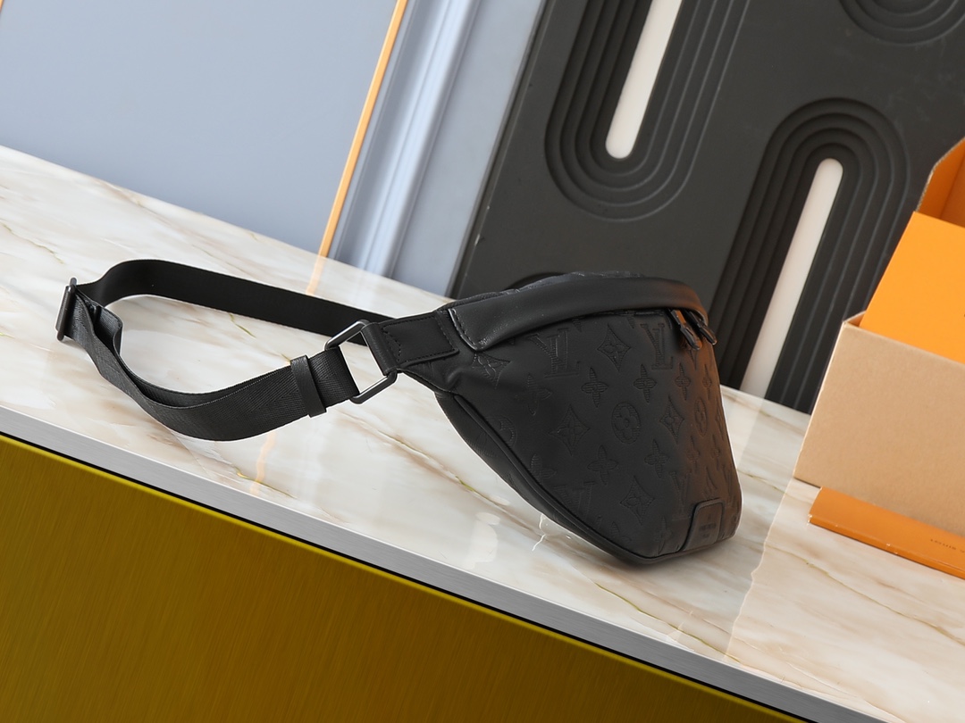 Designer Monogram Discovery Bum Bag - Black Embossed Bag - Gorchic - $123.99