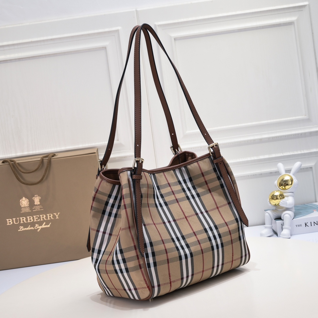 burbery Invisible War Horse Shopper - Checkered Brown Bag - Gorchic - $163.99