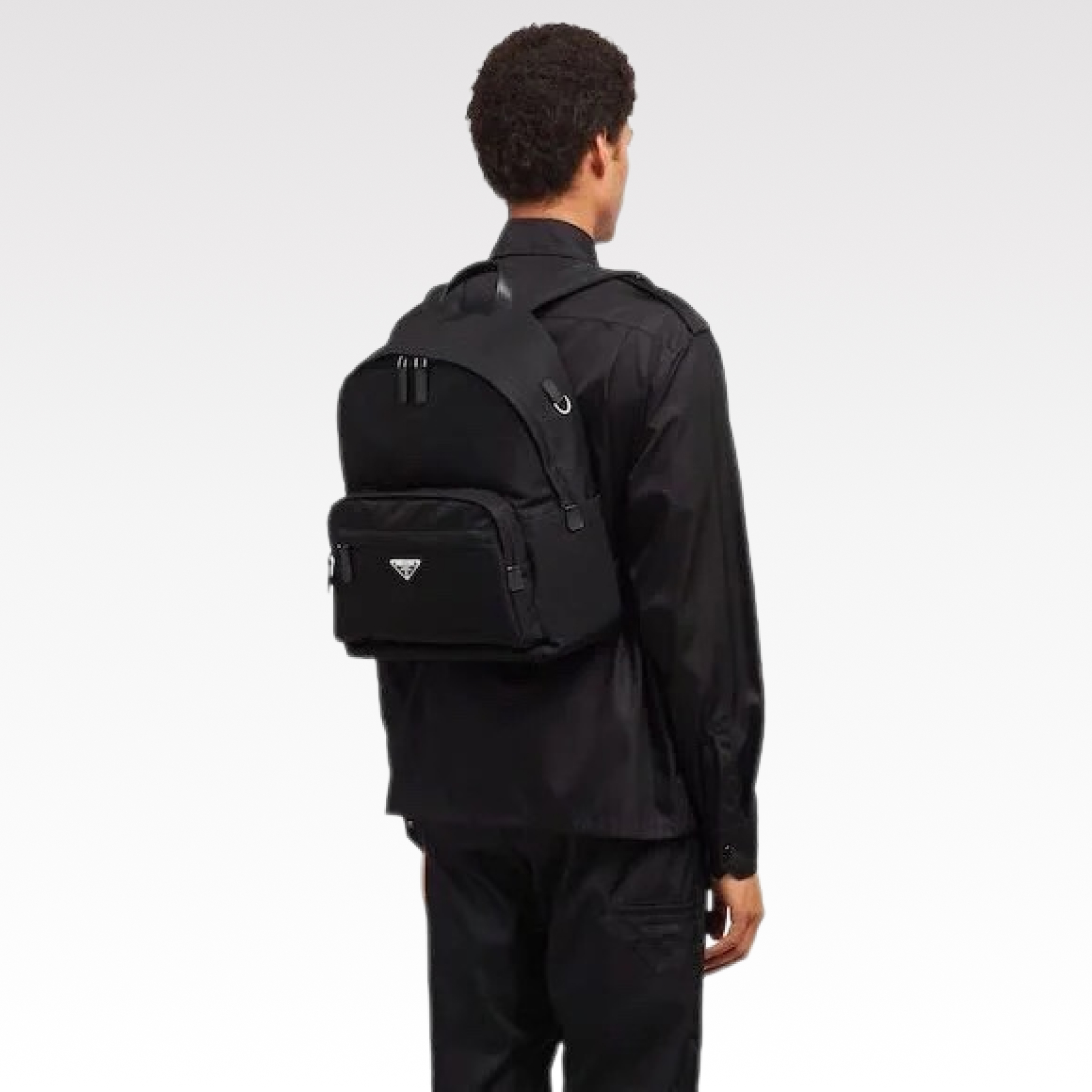 Saffiano texture Tessuto Saffiano Backpack Black Schoolbag - Gorchic - $132.99