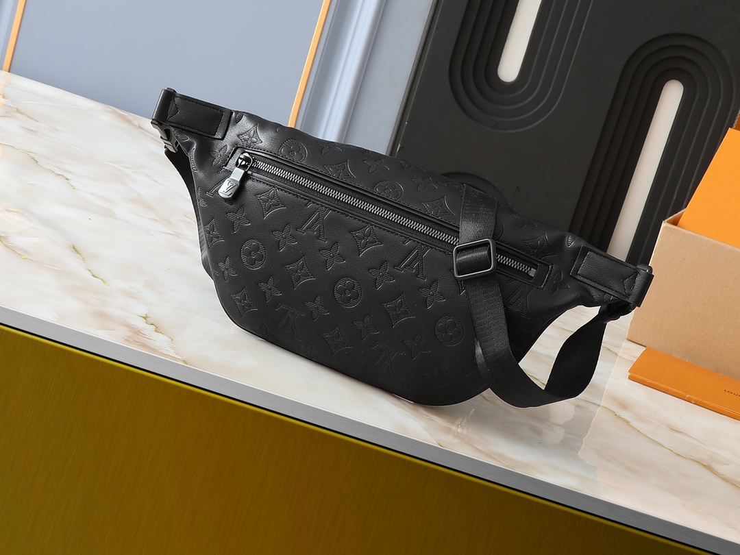 Designer Monogram Discovery Bum Bag - Black Embossed Bag - Gorchic - $123.99