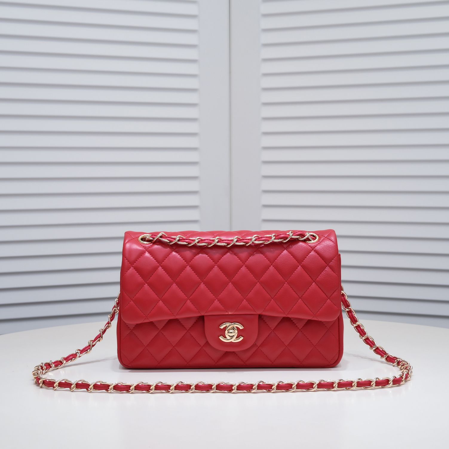 CC Inspired Classic Double Flap Bag Red Golden Hardware - Bag - Gorchic - $122.99