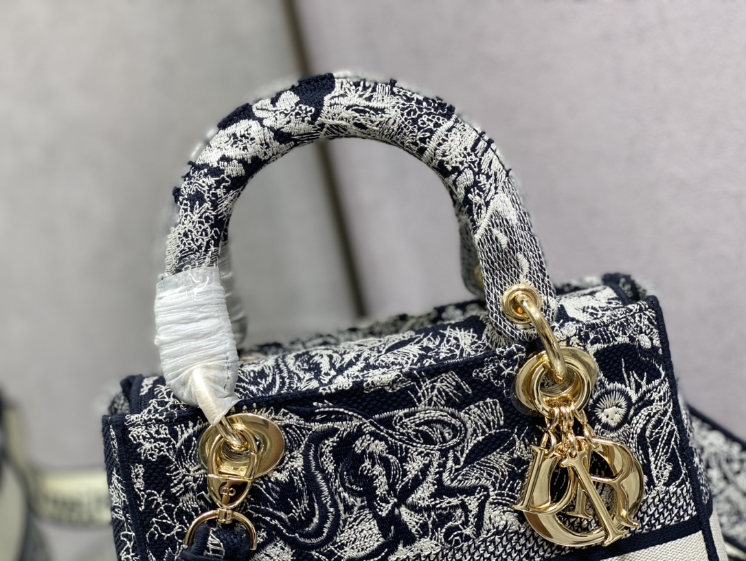 D Inspired The LADY D-LITE Bag Blue Toile de Jouy Reverse Embroidery - Bag - Gorchic - $196.99