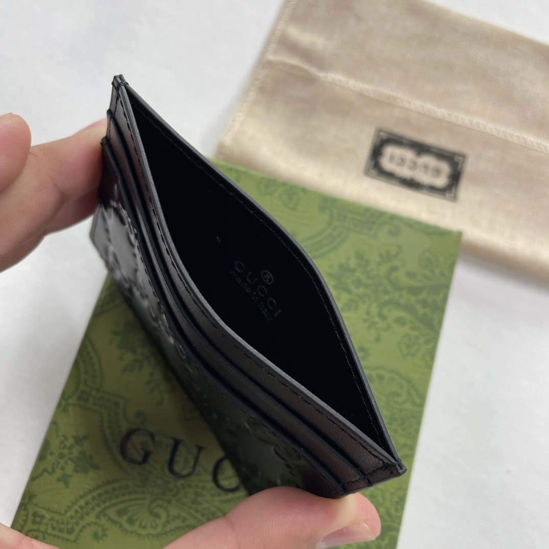 Double-G GG rubber-effect card case black-wallet - Gorchic - $35.99