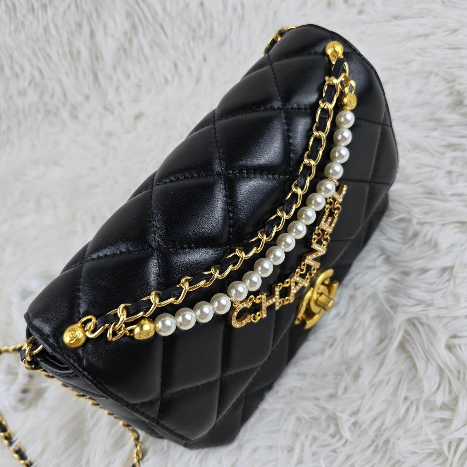 CC Inspired 24A Pearl Small Flap Bag-Black - Bag - Gorchic - $139.99