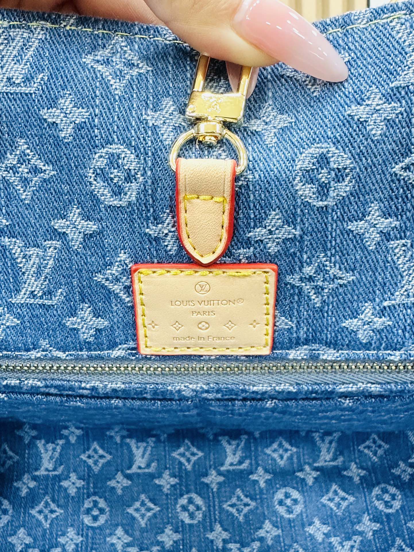 Designer Monogram Jacquard Denim Onthego MM Blue - Bag - Gorchic - $132.99