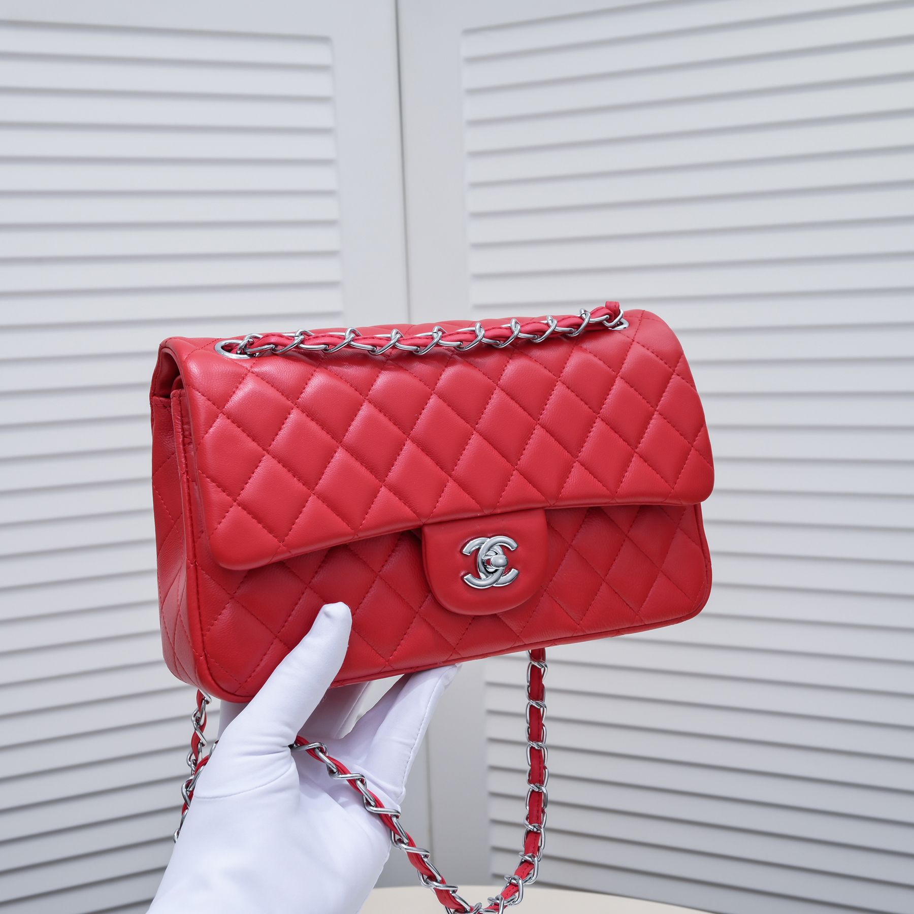 CC Inspired Classic Double Flap Bag Red Sier Hardware - Bag - Gorchic - $122.99