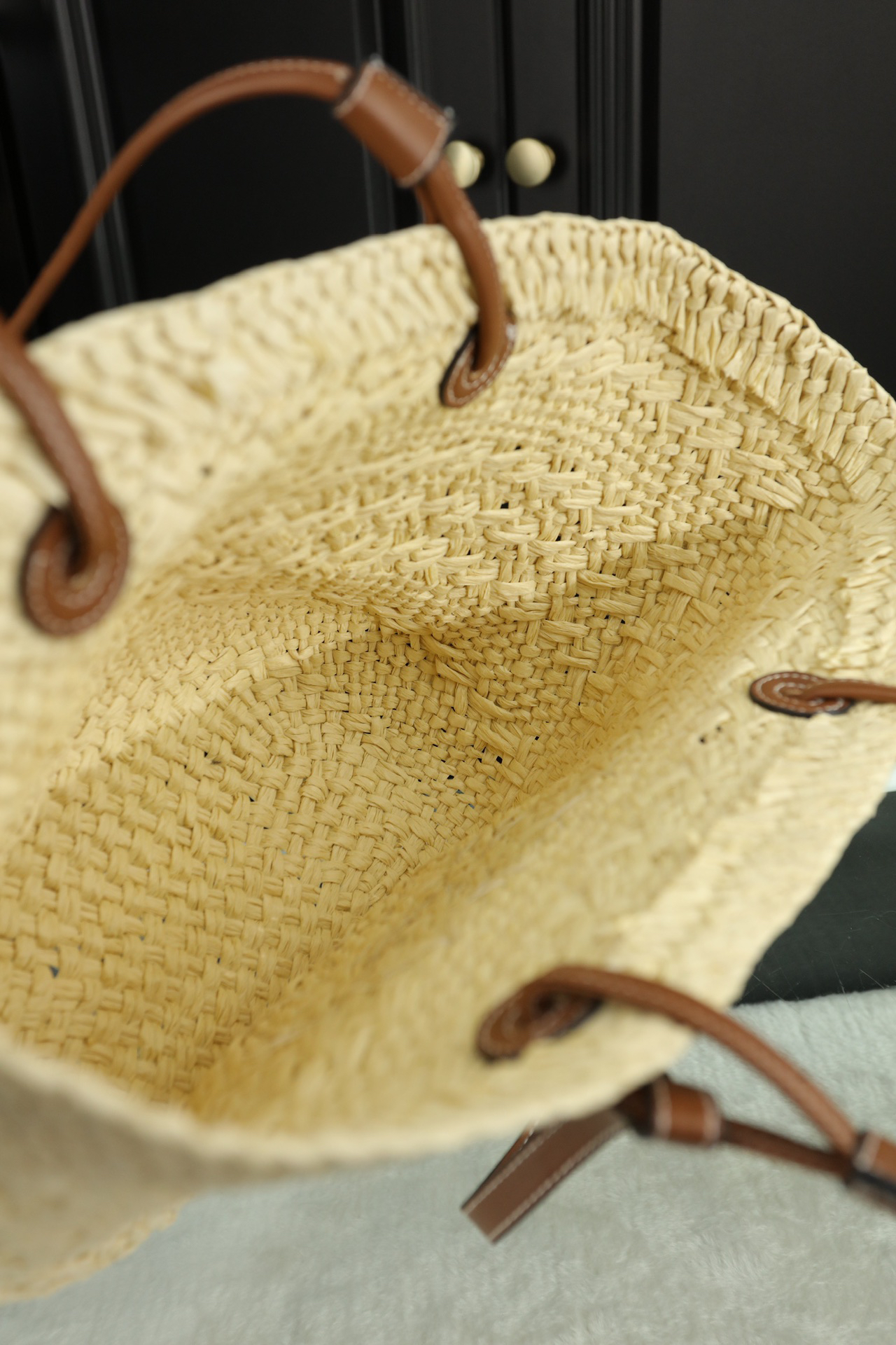 Puzzle iconic Small Anagram basket Raffia Tote Bag - Gorchic - $124.99