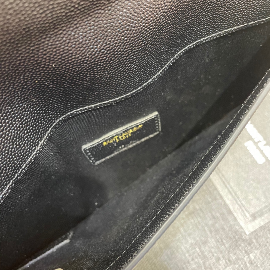 Lady Designer Fashion Women Uptown Pouch in Grain DE Poudre Embossed Leather-Black-Gold hardware - Bag - Gorchic - $122.99