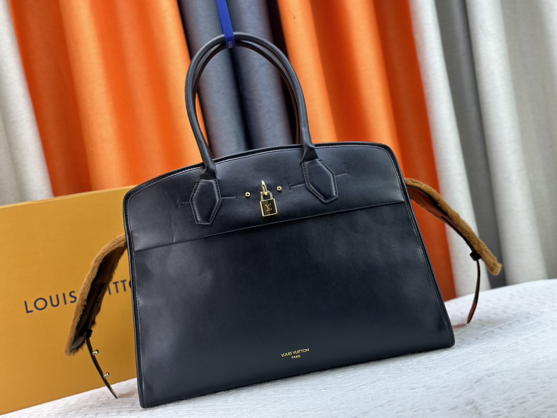 Designer Monogram City Steamer Large Handbag - Black Bag - Gorchic - $164.99