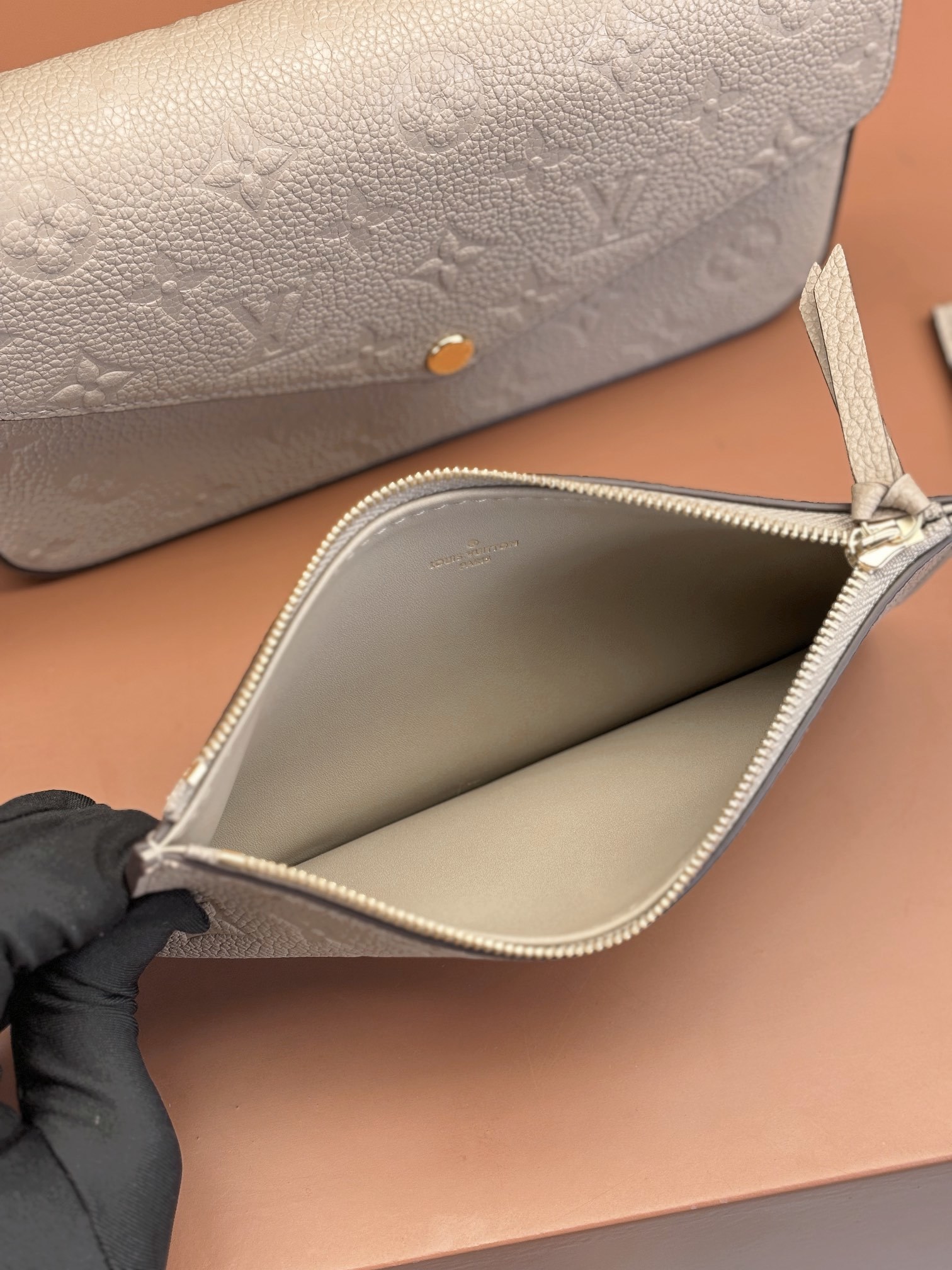 Designer Monogram POCHETTE FÉLICIE Chain Bag - Elephant Gray Embossed Bag - Gorchic - $82.99