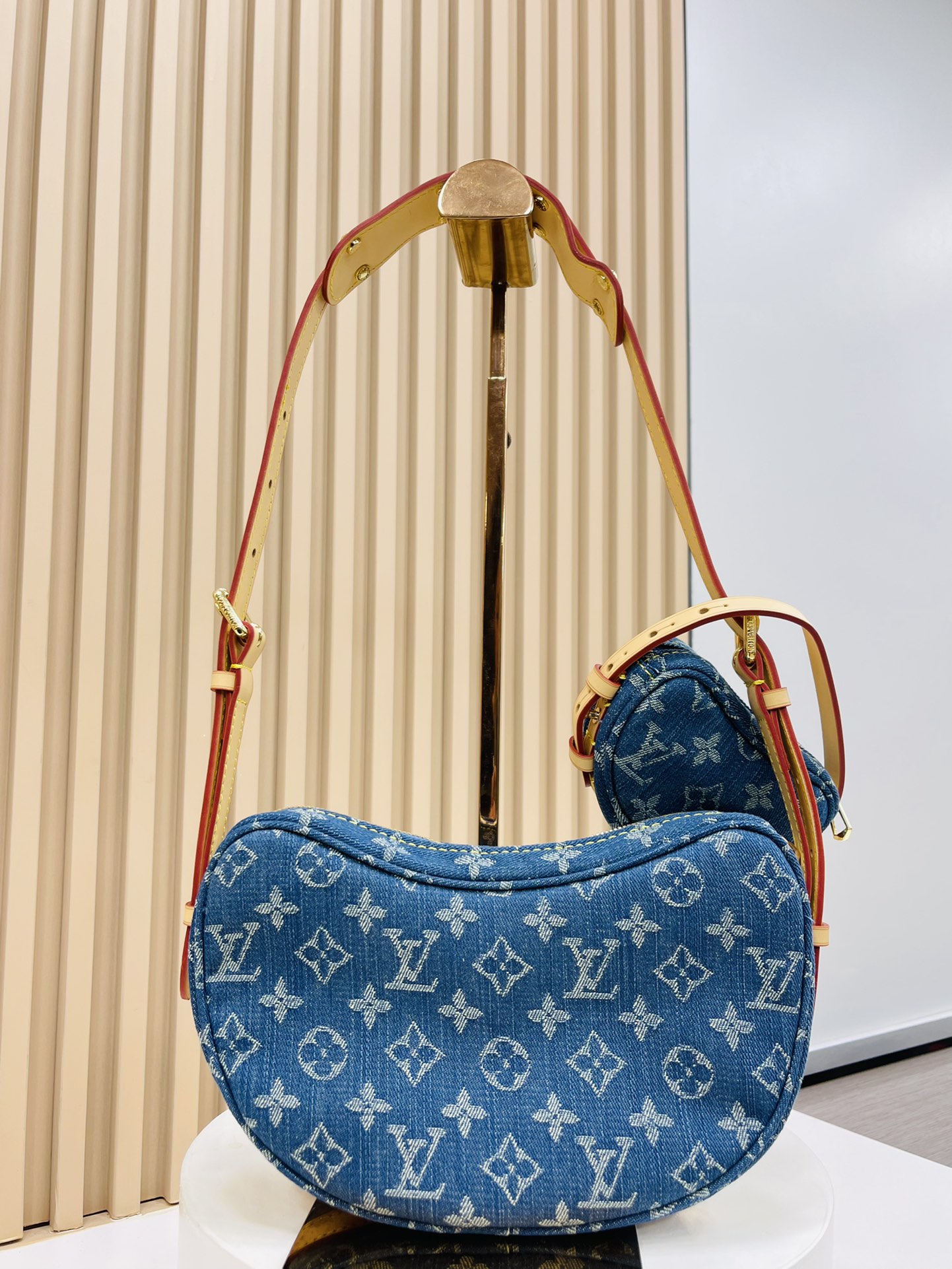 Designer Monogram New  Remix Croissant Denim MM Bag - Gorchic - $131.99