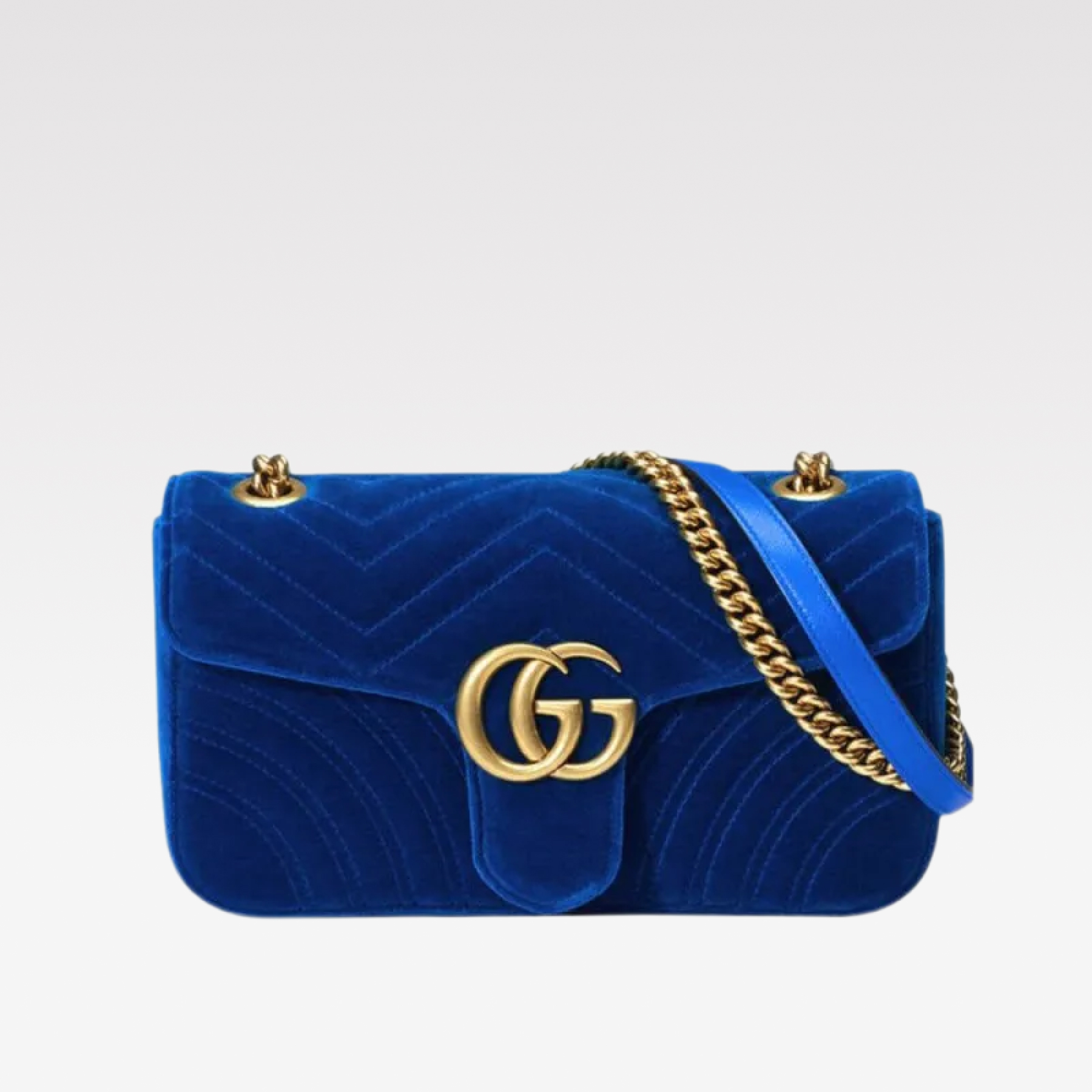 Double-G GG Marmont Veet Collection - Blue Bag - Gorchic - $131.99