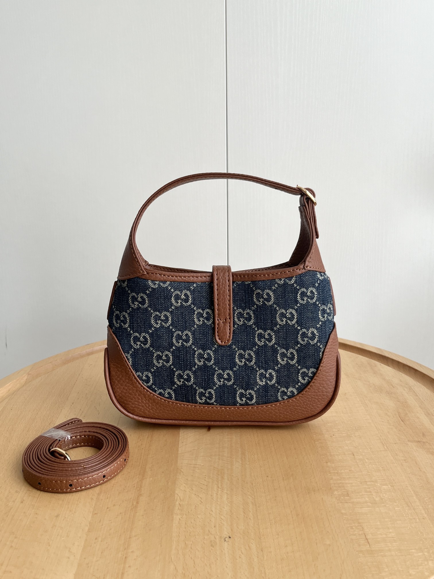 Double-G Jackie 1961 Mini Shoulder Bag GG Denim Blue/Ivory - Bag - Gorchic - $121.99