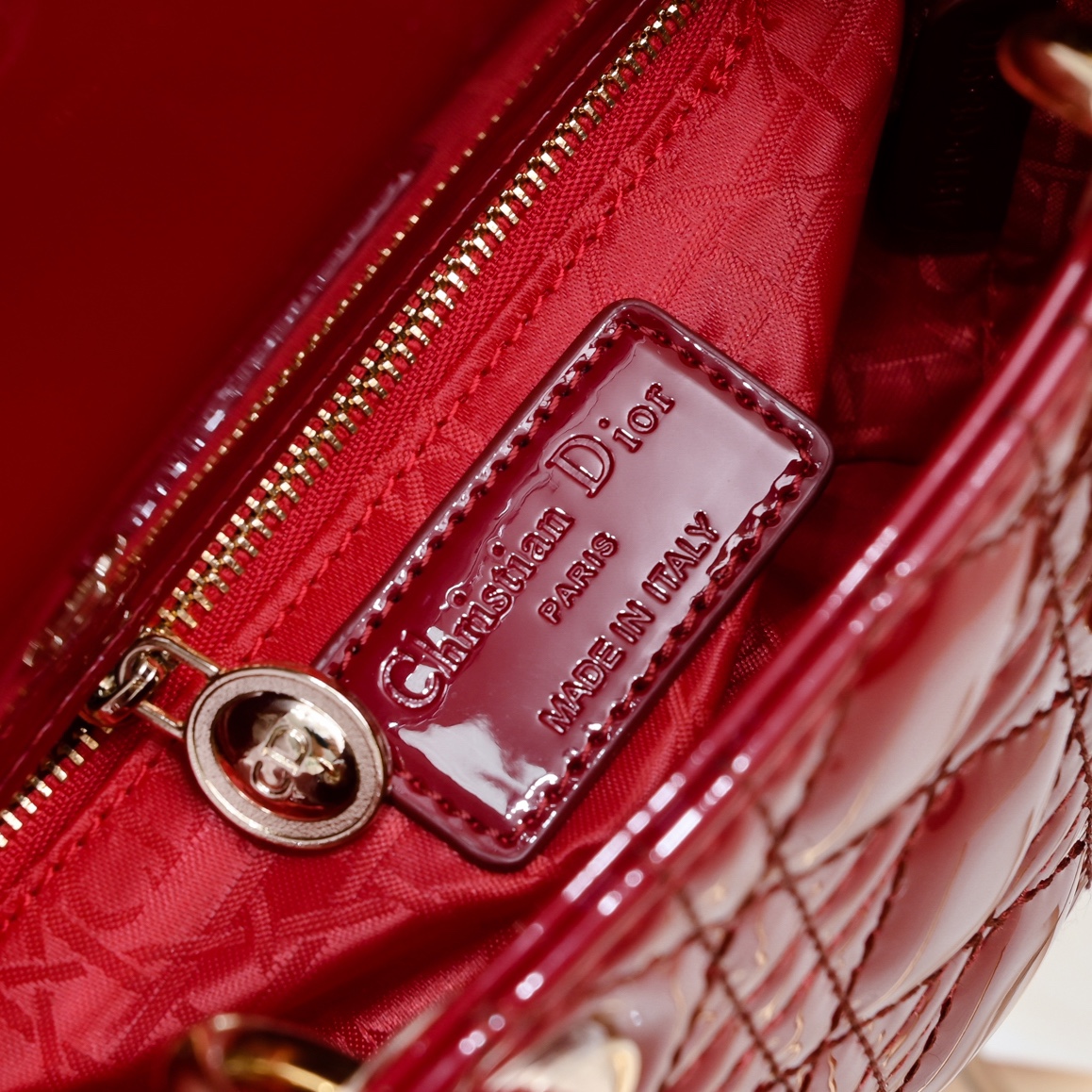 D Inspired Mini Lady D Inspired Bag Powder Cherry Red Patent Cannage Calfskin Golden Hardware - Bag - Gorchic - $138.99