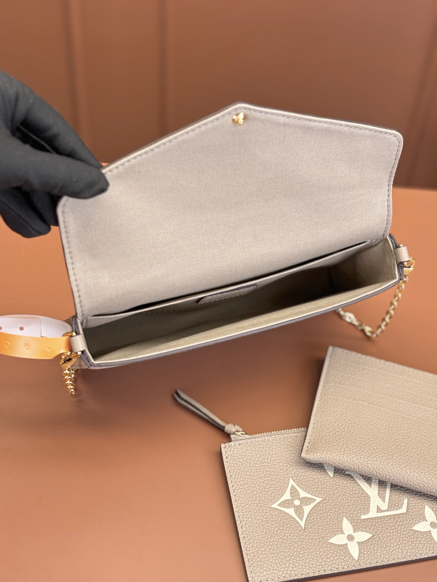 Designer Monogram POCHETTE FÉLICIE Chain Bag - Grey Bag - Gorchic - $82.99