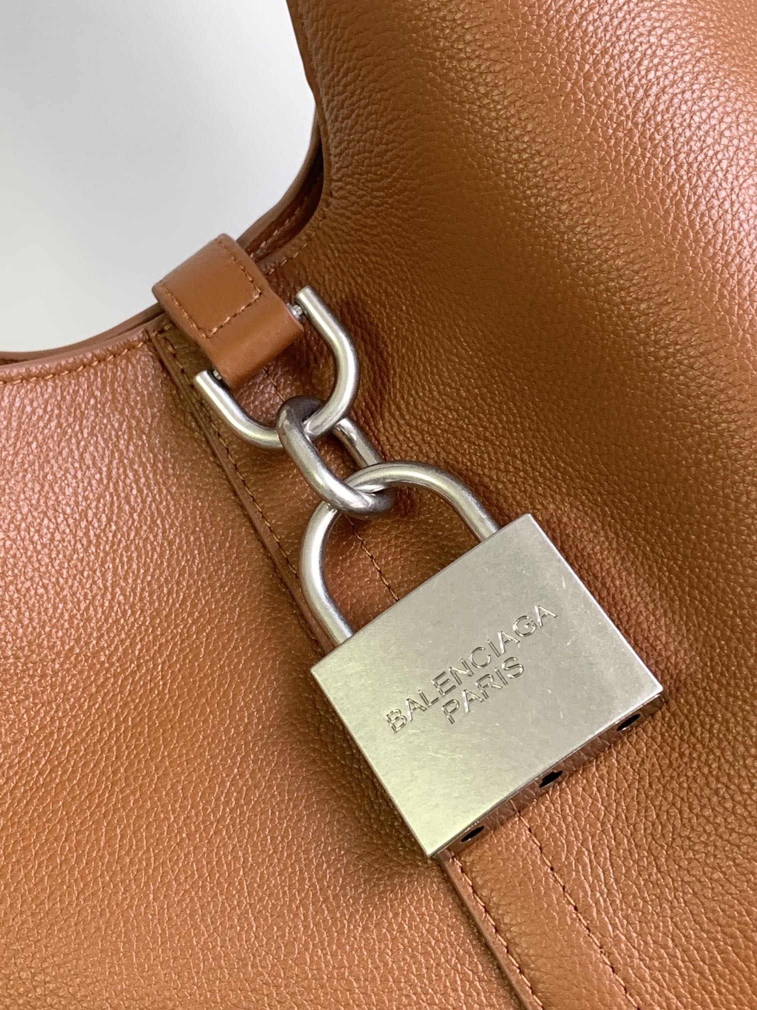 Hourglass iconic Lock Trim Large Tramp Bag - Brown Bag - Gorchic - $144.99