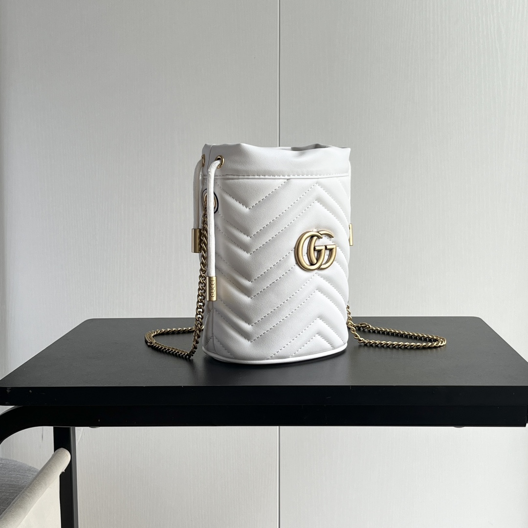 Double-G GG marmont mini bucket bag White - Bag - Gorchic - $121.99