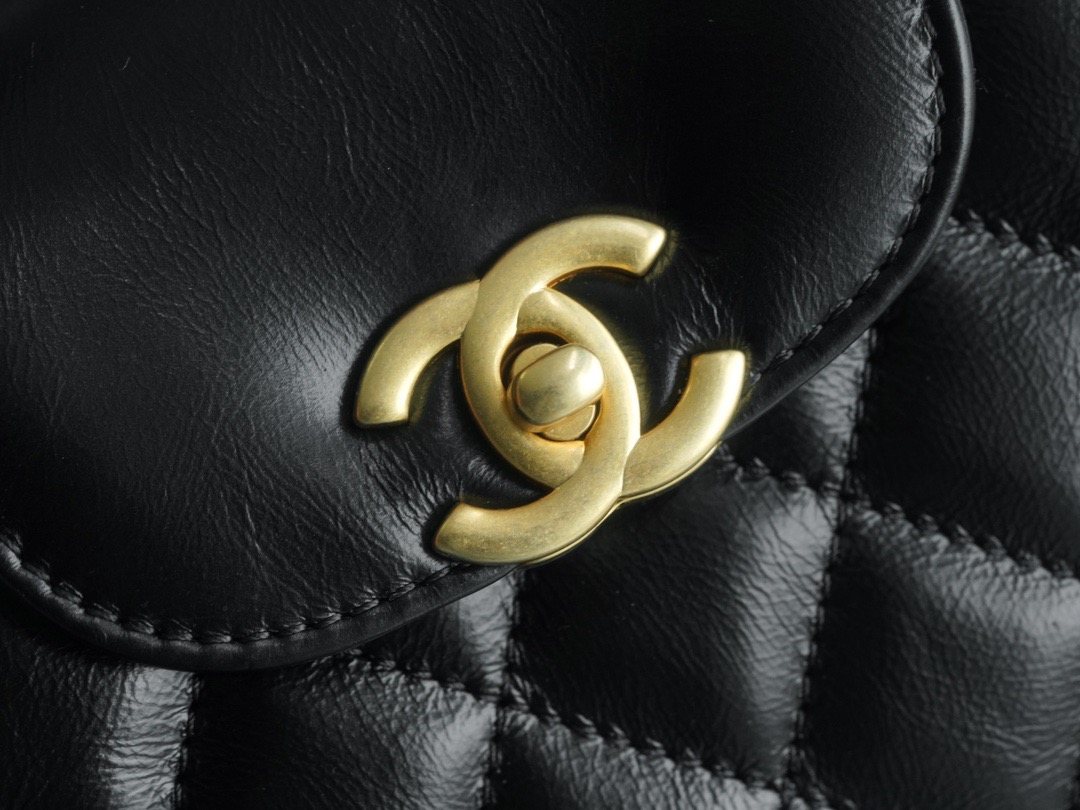 CC Inspired Shiny Aged Calfskin Quilted Nano Kelly Shopper Black - Bag - Gorchic - $121.99