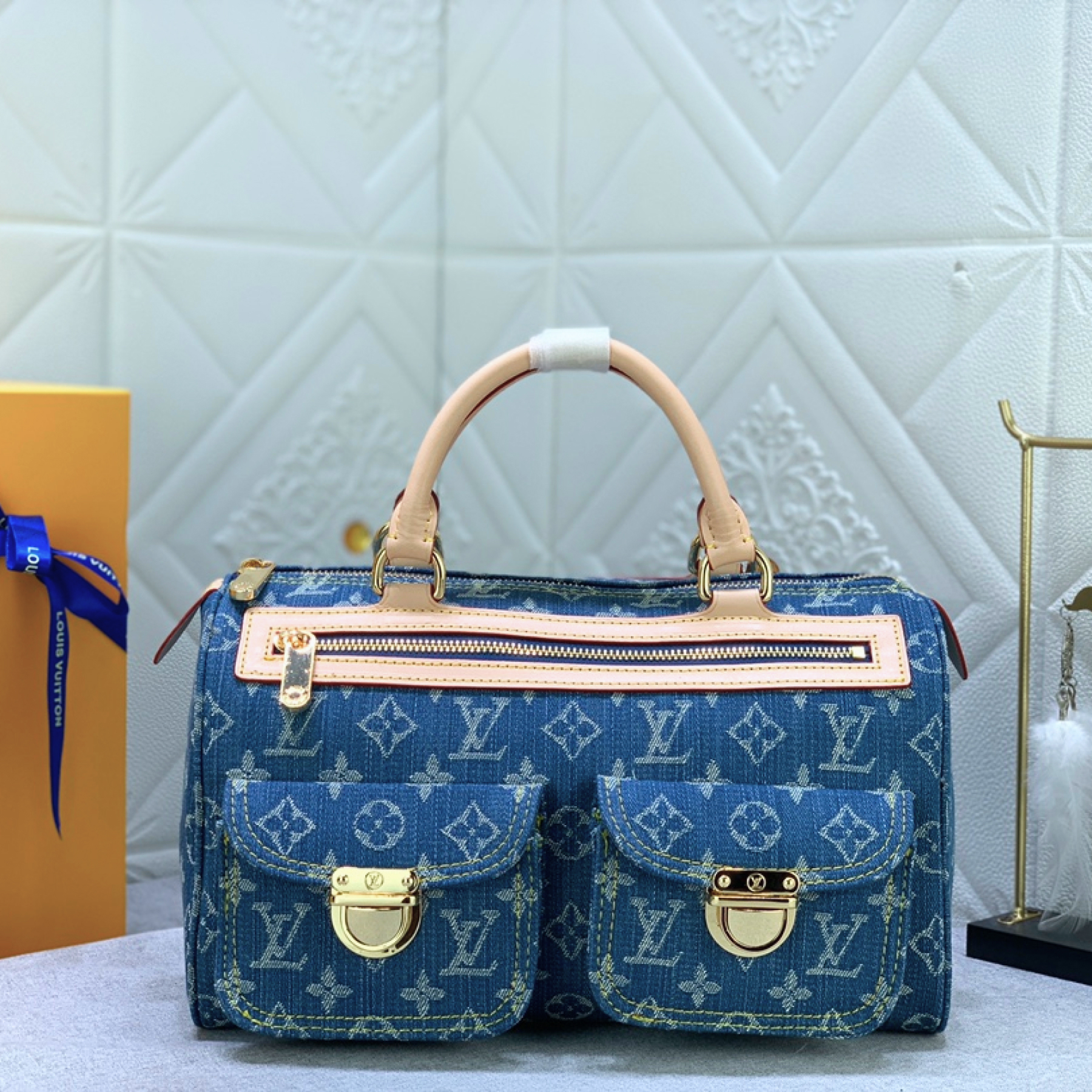 Designer Monogram Denim Neo Speedy Bag - Gorchic - $146.99