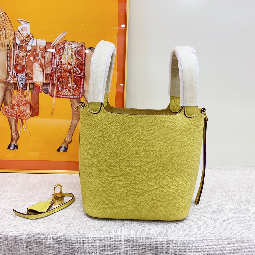 H-Inspired Clemence Picotin Lock Bag Golden Hardware -Yellow Bag - Gorchic - $151.99