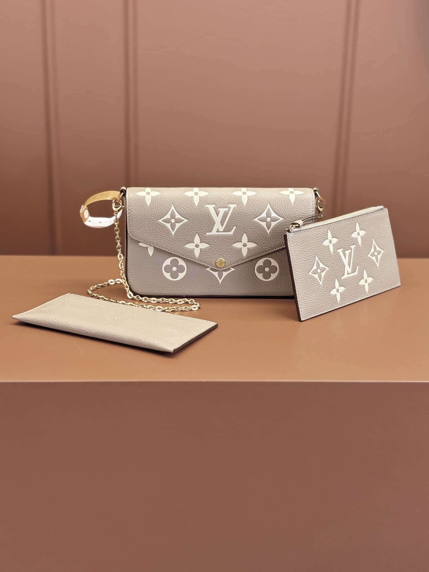 Designer Monogram POCHETTE FÉLICIE Chain Bag - Grey Bag - Gorchic - $82.99
