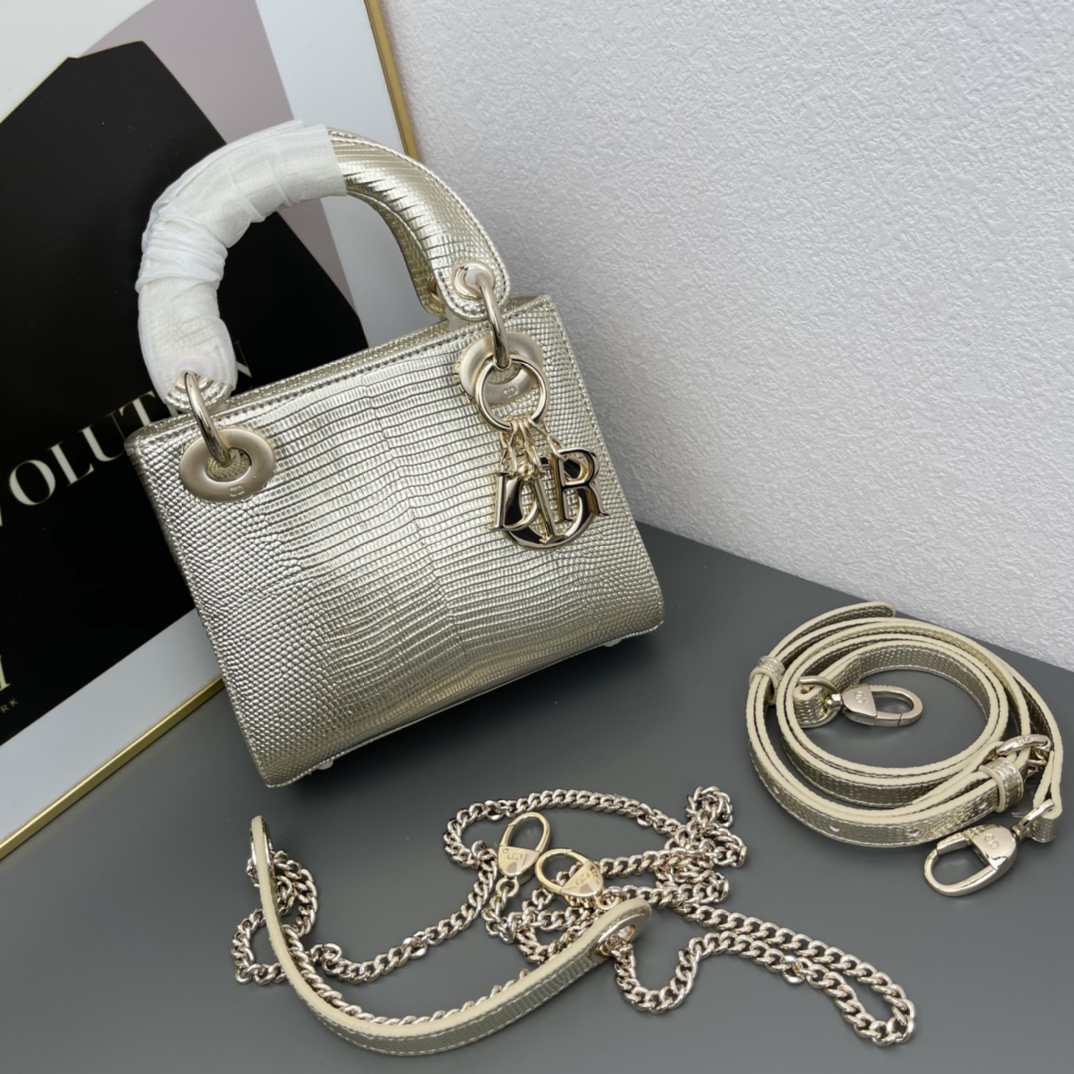 D Inspired lady bag 17cm lizard bag-Gold - Bag - Gorchic - $158.99