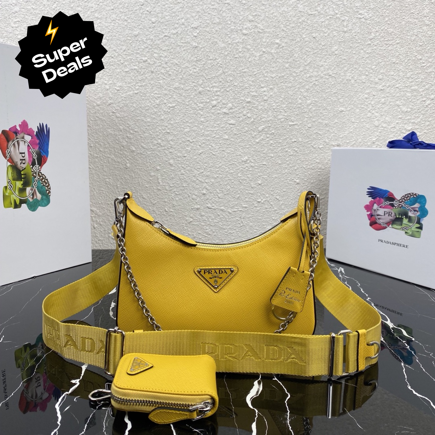 Saffiano texture Re-Edition 2005 Saffiano Leather Bag - Gorchic - $103.99