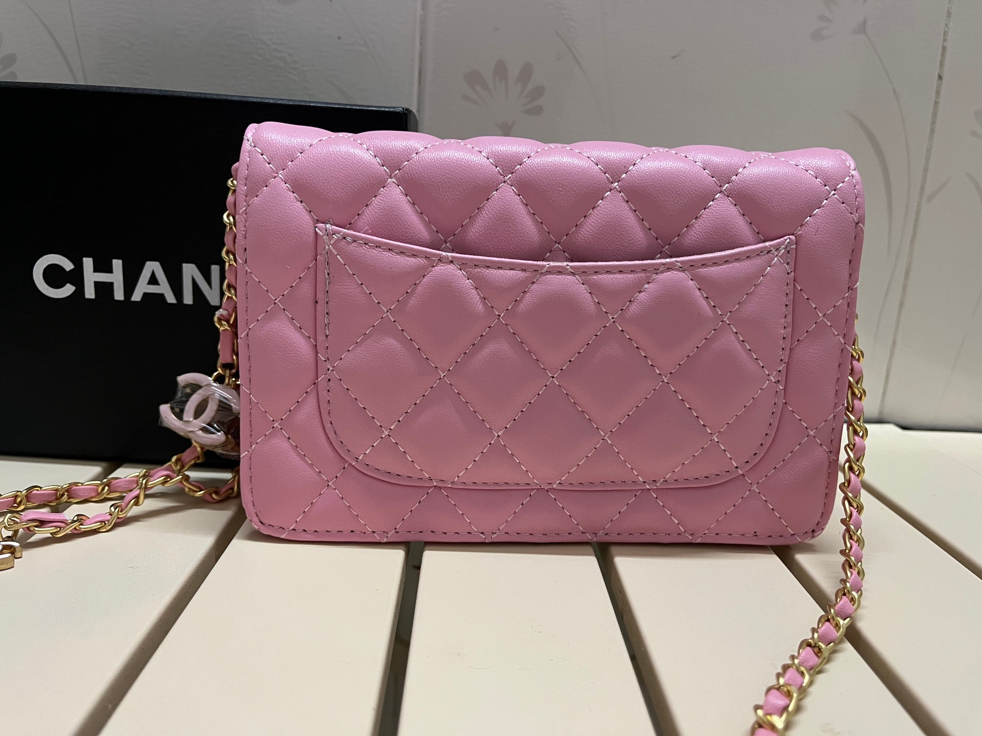 CC Inspired Pearl Crush Wallet On Chain-Pink - Bag - Gorchic - $131.99