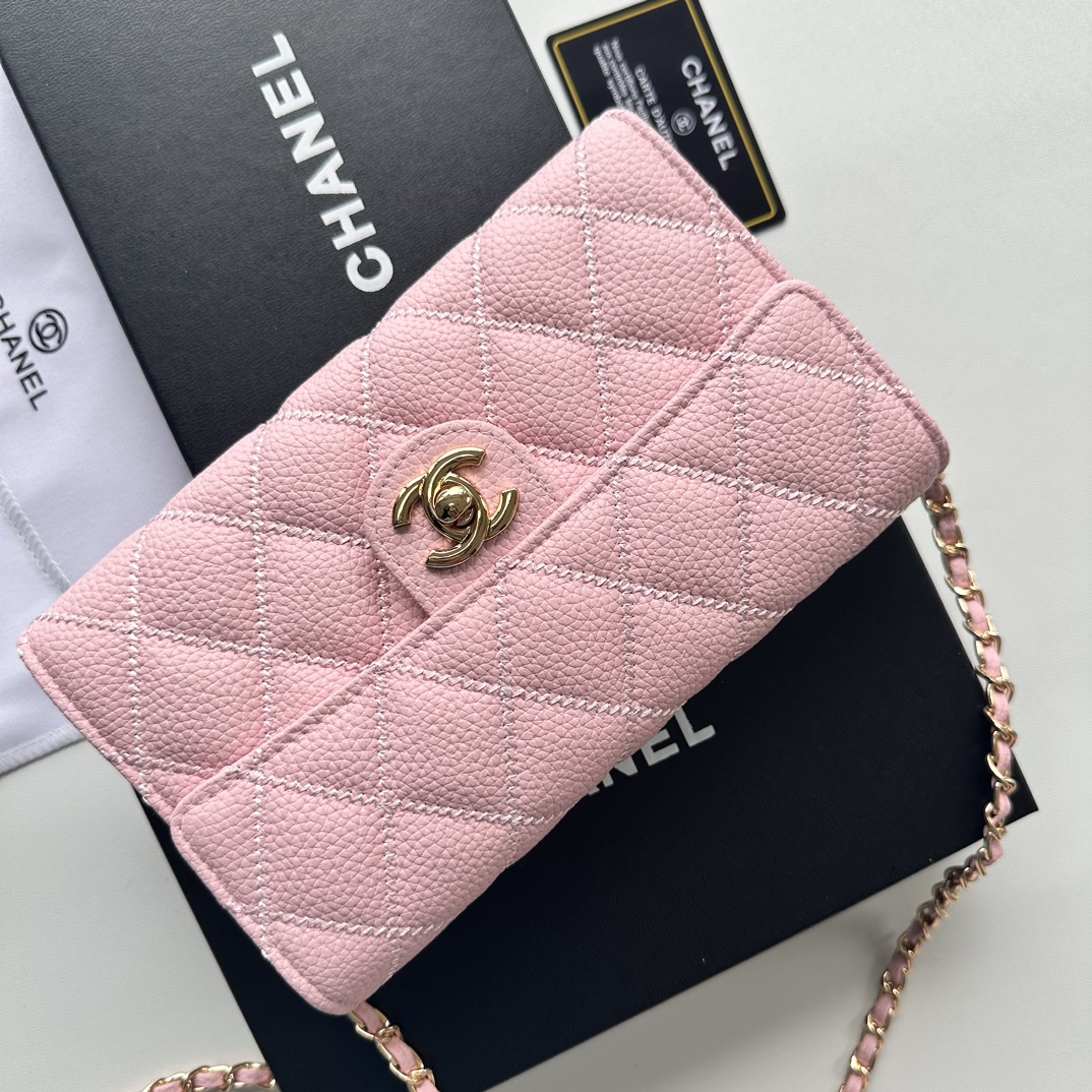 CC Inspired Chain Shoulder Crossbody Small Bag - Pink Bag - Gorchic - $101.99