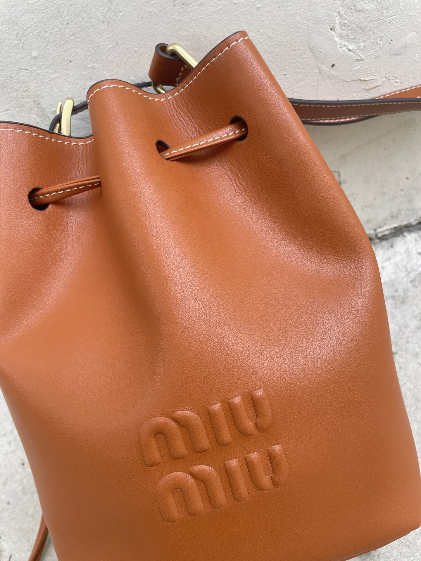 MU Leather bucket bag-Brown - Bag - Gorchic - $129.99