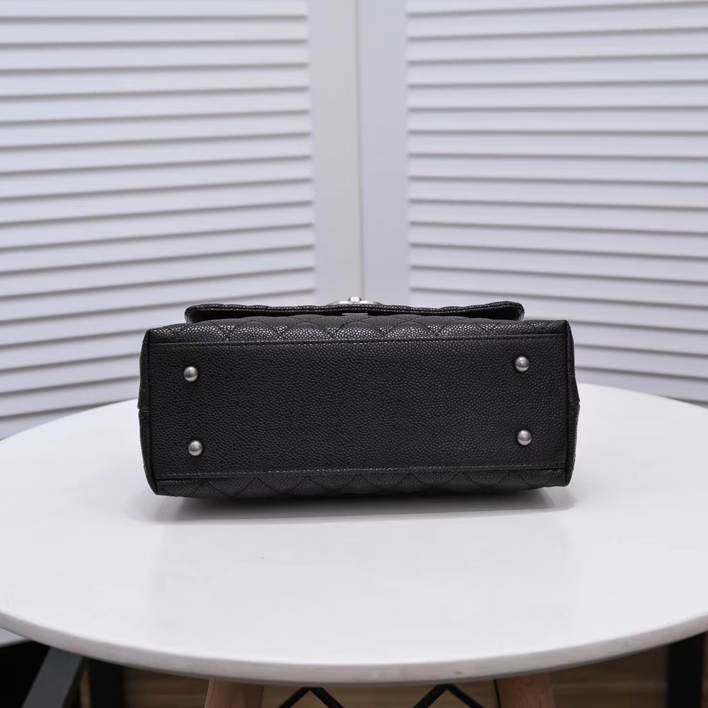 CC Inspired Classic Flag Bag Small Coco Handle Flap Bag Black Caviar Sier Hardware - Bag - Gorchic - $148.99