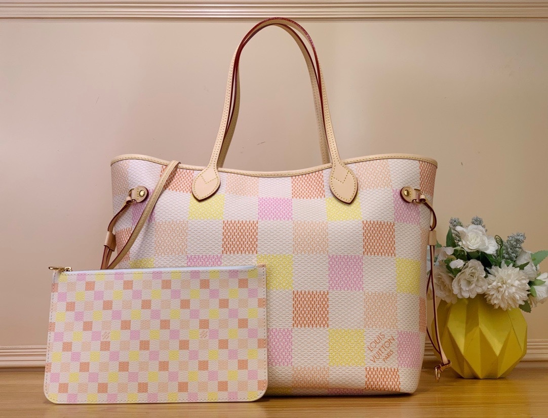 Designer Monogram Neverfull MM Pastel Medium Shopping Bag - Gorchic - $124.99