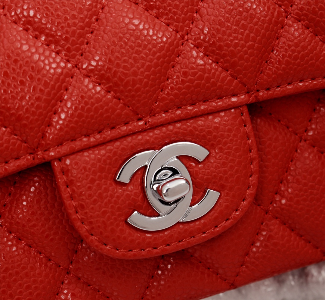 CC Inspired Classic Double Flap Bag Red Caviar Sier Hardware - Bag - Gorchic - $122.99