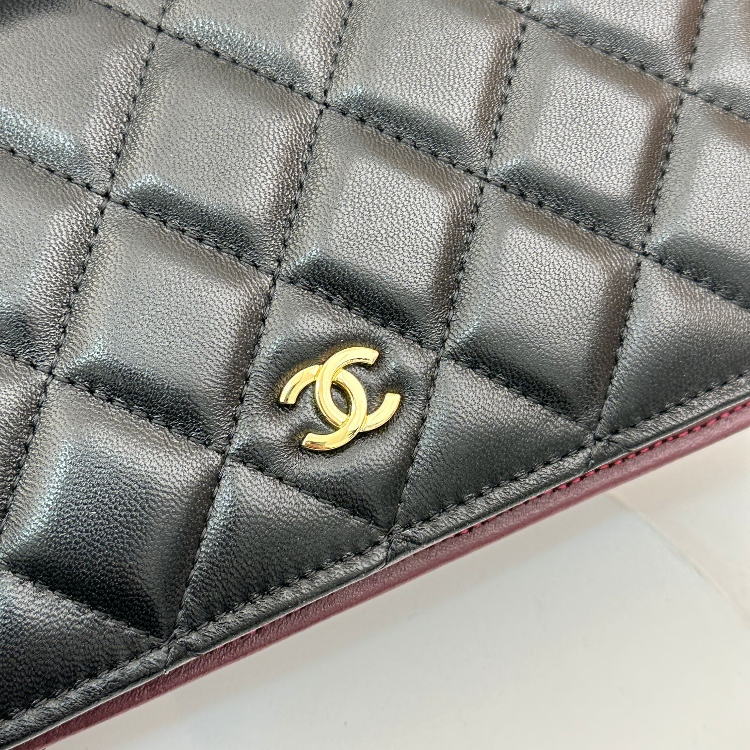 CC Inspired Calfskin Leather Quilted Long Wallet Black - Bag - Gorchic - $90.99