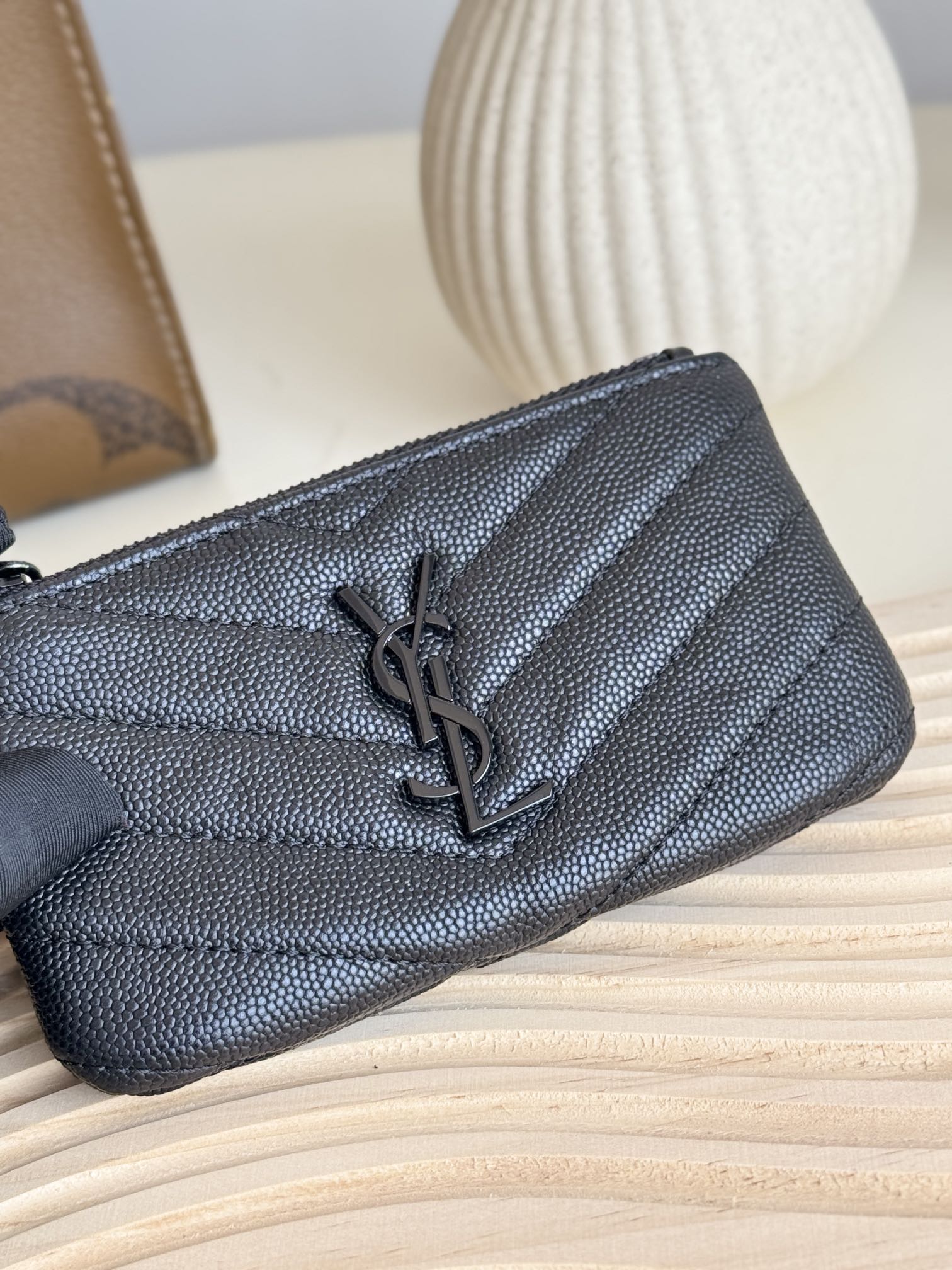 Lady Designer Ball-Patterned Cowhide Wallet -Black Leather Gold Wallet - Gorchic - $55.99