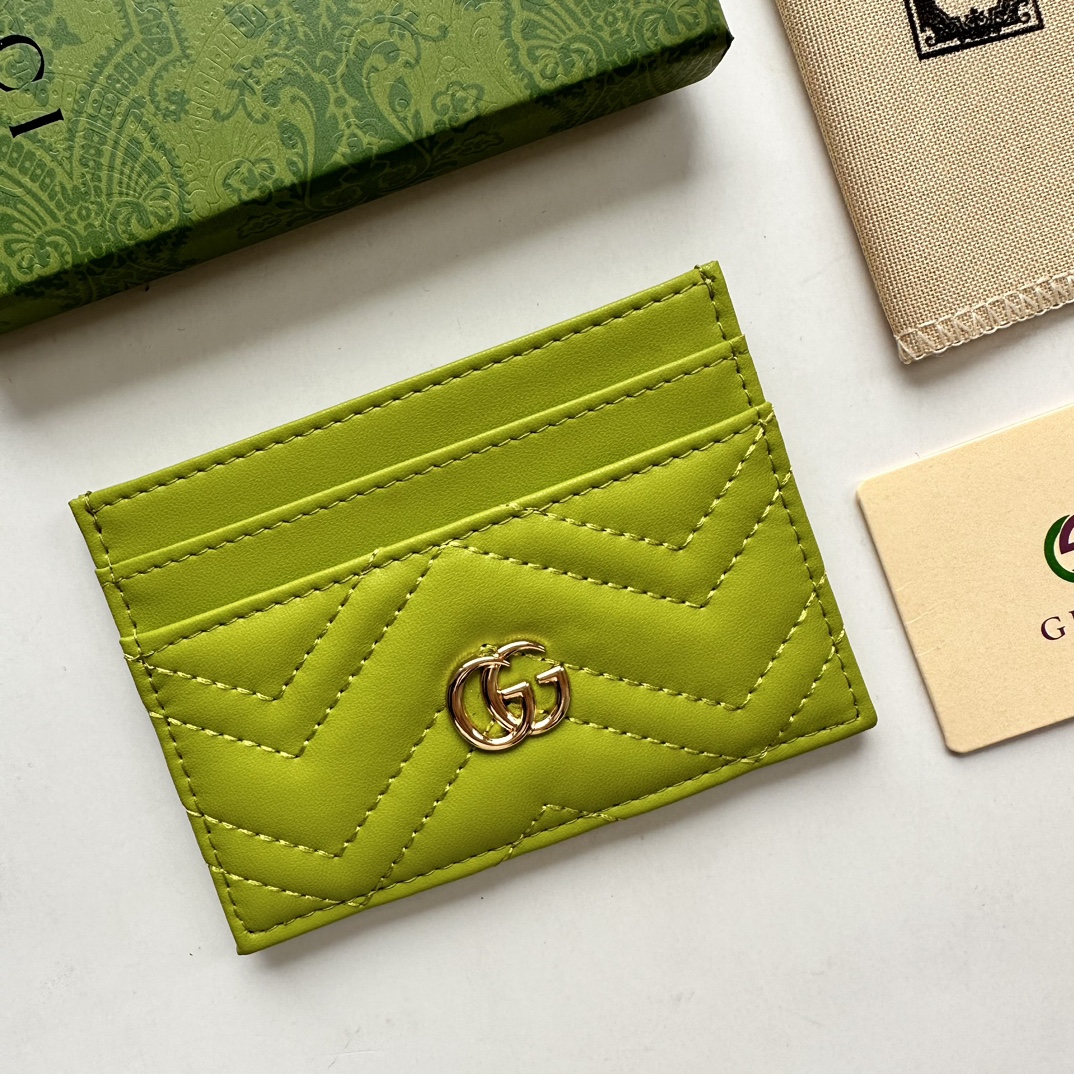 Double-G GG Marmont card case green leather-wallet - Gorchic - $39.99