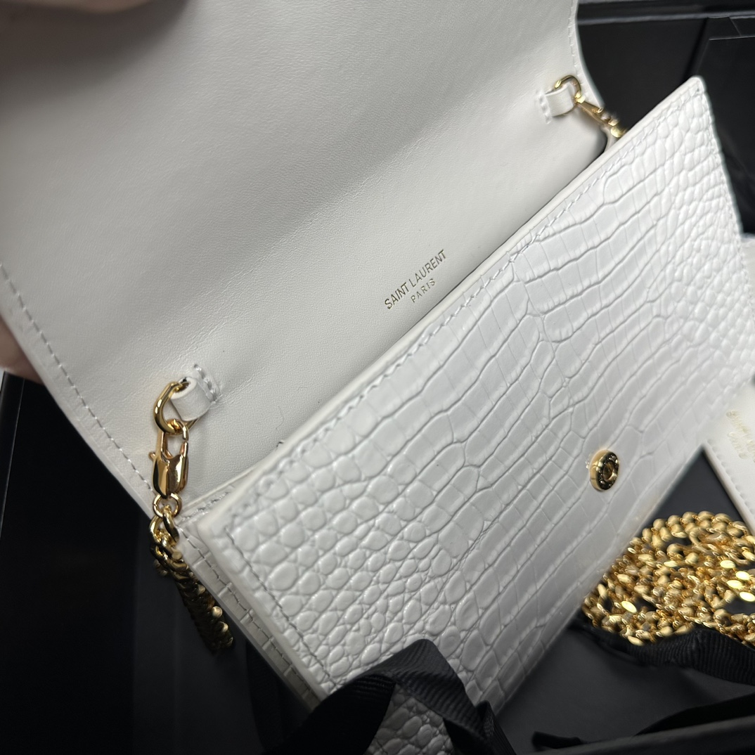 Lady Designer  Grain De Poudre Monogram Uptown Chain Wallet White-Gold hardware - Bag - Gorchic - $122.99