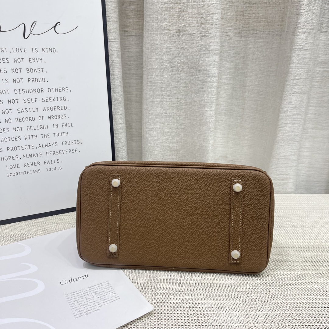 H-Inspired Birkin Togo Retourne Bag Golden Hardware -Dark Brown Bag - Gorchic - $185.99