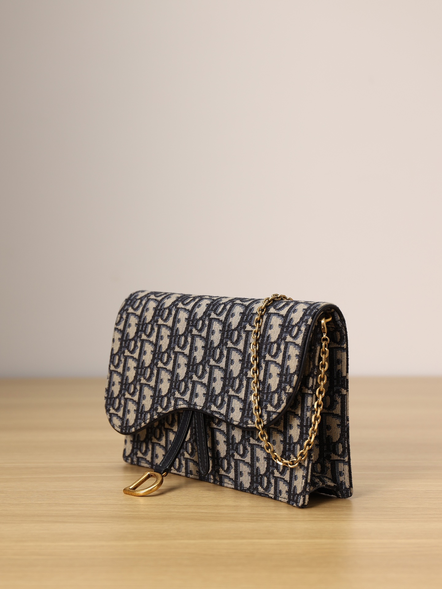 D Inspired LONG SADDLE WALLET WITH CHAIN Black D Inspired Oblique Jacquard - Bag - Gorchic - $138.99