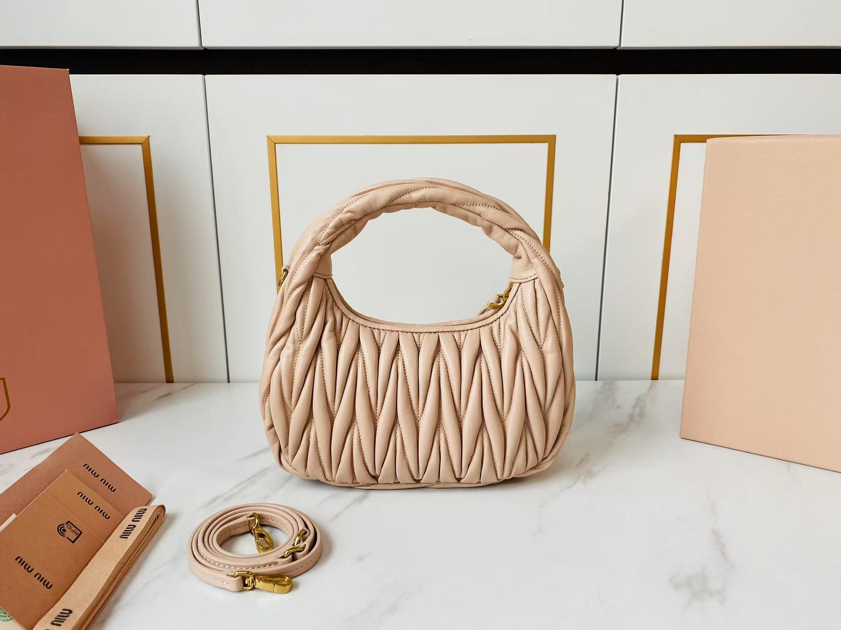 MU Wander matelassé nappa leather hobo bag - Gorchic - $114.99