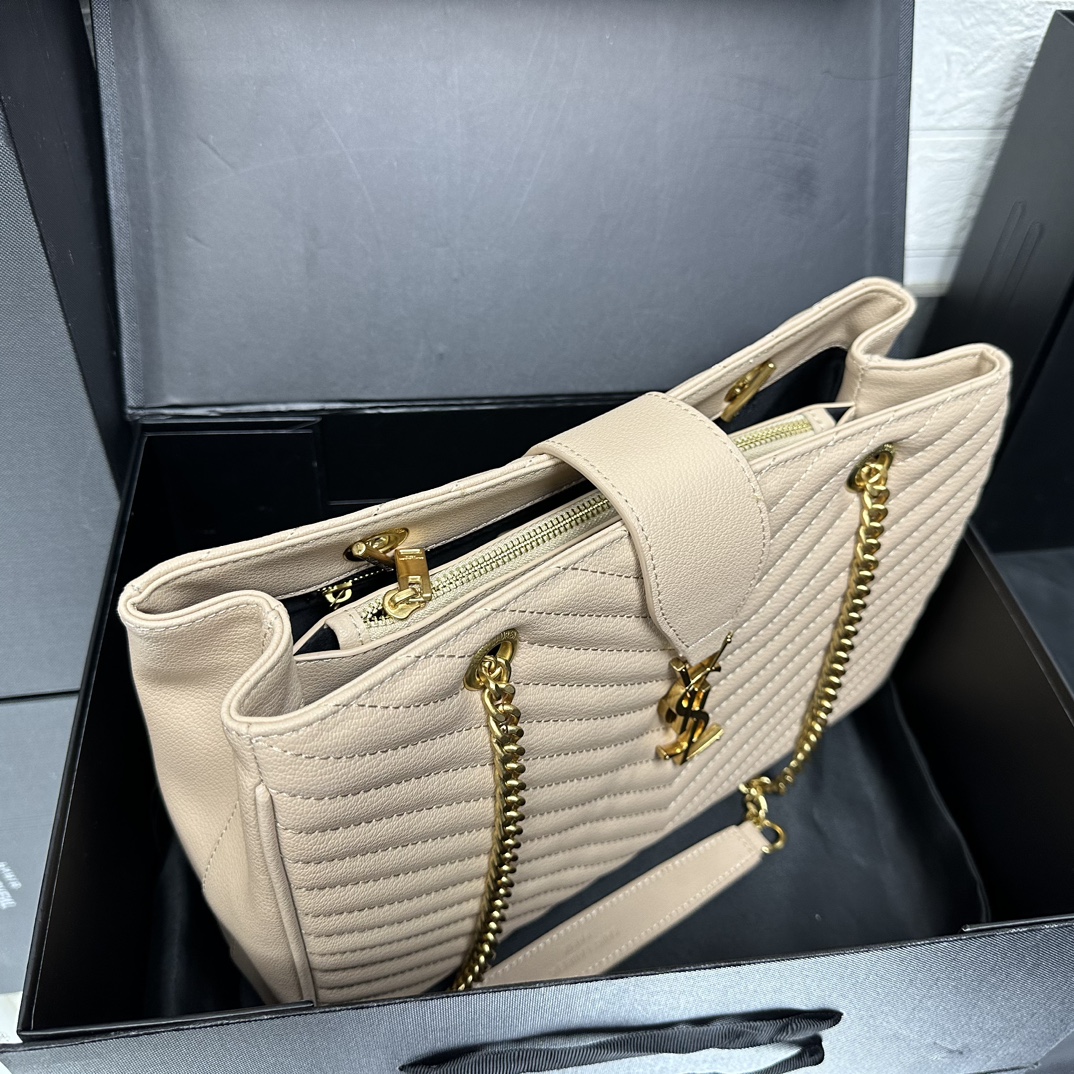 Lady Designer  Grain De Poudre Matelasse Chevron Monogram Shopping Bag Apricot - Bag - Gorchic - $153.99