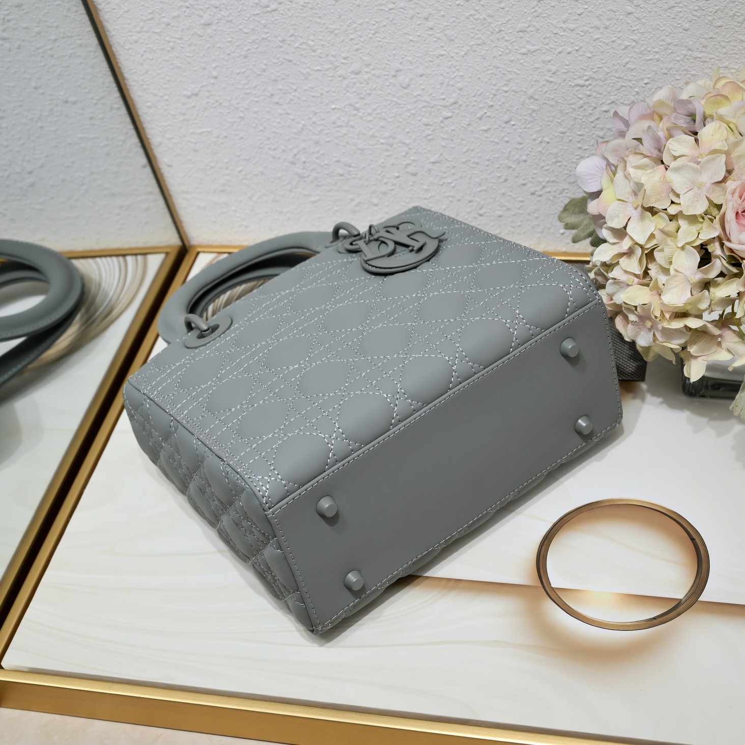 D Inspired Medium Lady D Inspired Bag Grey Ultramatte Calfskin - Bag - Gorchic - $146.99