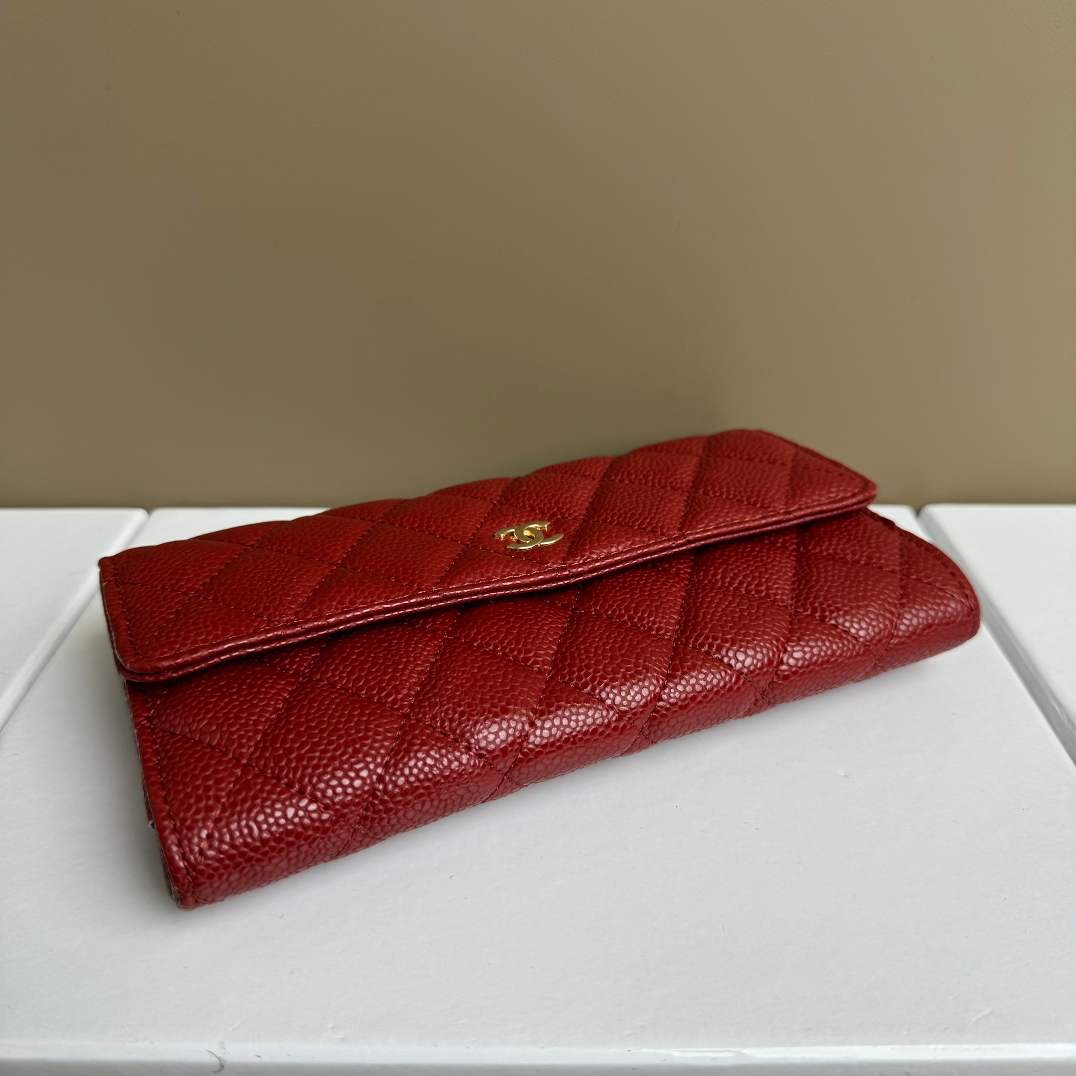 CC Inspired Counterfeit Caviar Leather Wallet-Red Wallet - Gorchic - $59.99