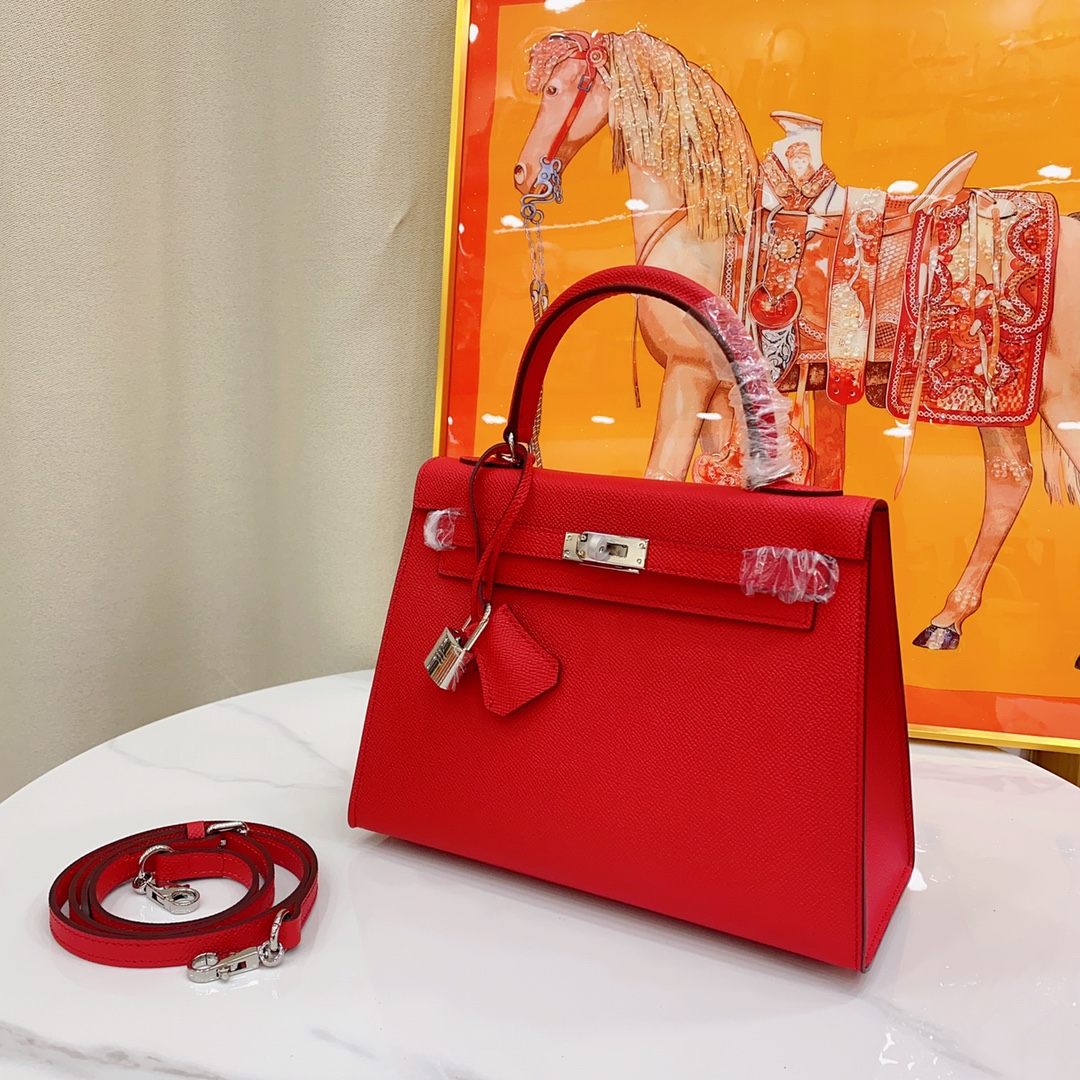 H-Inspired Kelly Haze Red Silver Hardware - Bag - Gorchic - $156.99